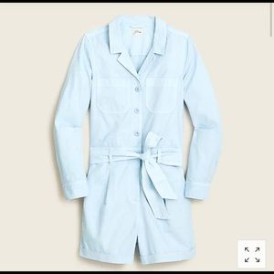 NWT J.Crew chino short romper coverall chambray 0